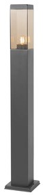 Candeeiro de poste exterior moderno cinzento escuro com fumo 80 cm - Malios Moderno