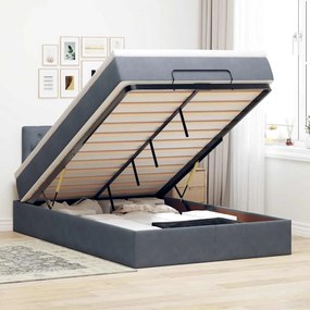 vidaXL Estrutura de cama otomana com colchão cinza escuro veludo