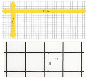 Rede de Arame 15,5 m x 91,5 cm Rede de Segurança para Jardim e Vedação de Pátio 16 Vedação de Cercas para Gaiolas