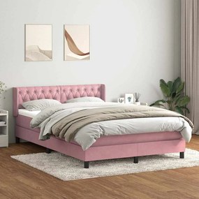 vidaXL Cama com molas/colchão 140x210 cm veludo Rosa