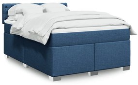 vidaXL Cama com molas/colchão 160x200 cm tecido azul