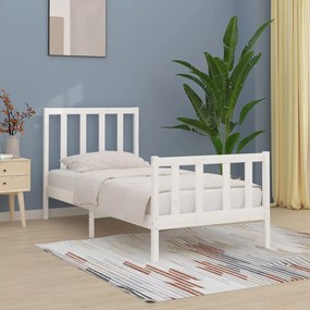 Estrutura de cama 100x200 cm madeira maciça branco