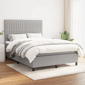 vidaXL Cama com molas/colchão 140x200 cm tecido cinzento-claro