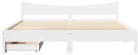 Estrutura de cama c/ gavetas 180x200 cm pinho maciça branco