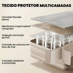 Colchão Insuflável Individual Dobrável com Bomba, Enchimento em 3 Min e Esvaziamento em 2 Min, Bolsa, Suporta 200 kg, 190x97x39 cm, Caqui