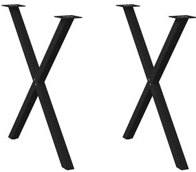 Pés de mesa de jantar em formato de X, 2 peças, preto, 80x (72-73) cm,