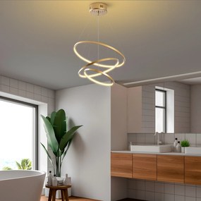 Candeeiro de Teto LED "Simit" Regulável – Dourado – 50x50x80 cm – Desi