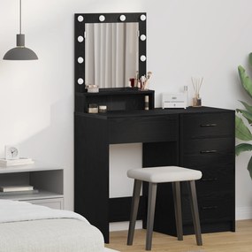 Mesa de Maquiagem vidaXL com Luzes LED em Carvalho Preto 50x41x135 cm