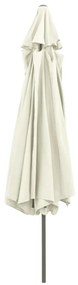 Guarda-sol de jardim com poste de metal 390 cm branco areia