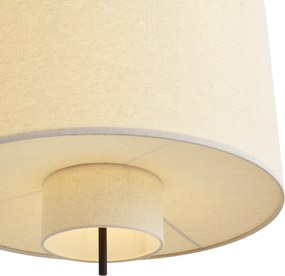 Pendente Japandi Preto com Abajur de Linho Branco 50cm - Rieu