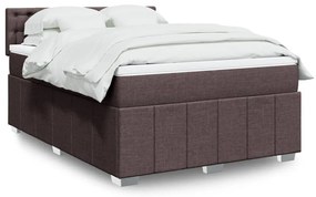 Cama com molas/colchão 140x200 cm tecido castanho-escuro