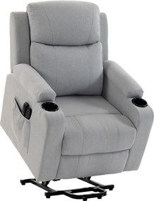 HOMCOM Poltrona Elevatória Elétrica com Massagem Vibratória e Aquecimento, Poltrona Relax Elétrica, Encosto Reclinável, Porta USB, Cinzento | Aosom Portugal