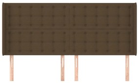 Cabeceira cama c/ abas tecido 183x16x118/128 cm castanho-escuro