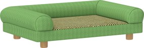 PawHut Sofá para cão e gato cama elevada, assento tipo tapete fresco, apoios de braço, em veludo macio 63 x 41 x 17 cm, verde | Aosom Portugal