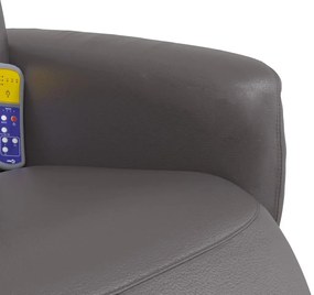 Cadeira massagens reclinável c/apoio pés couro artificial cinza