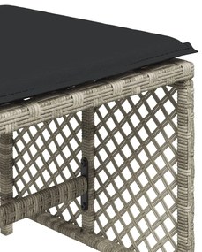 Bancos jardim c/ almofadões 4pcs 41x41x36cm vime PE cinza-claro