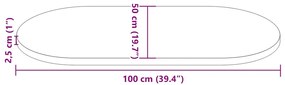 Tampo de mesa oval 100x50x2,5 cm madeira de pinho maciça branco
