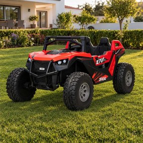 Buggy elétrico para Crianças 24V 2 Lugares RTR Monster Speed ​​4x4, Rodas Espuma EVA, assento couro ecológico Vermelho