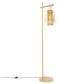 Candeeiro de pé Art Deco dourado com vidro âmbar - Kevin Art Deco