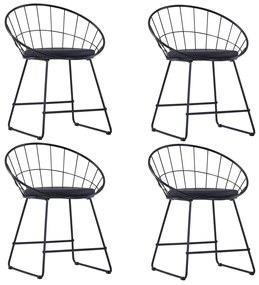 vidaXL Cadeiras jantar c/ assentos em couro artificial 4 pcs aço preto