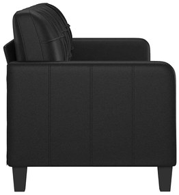 Sofá de 3 lugares 180 cm couro artificial preto