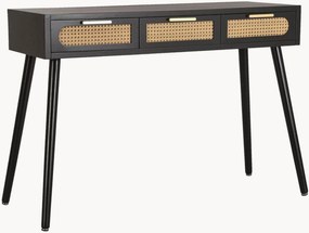 Mesa de apoio em madeira com frente em vime Josine com gavetas