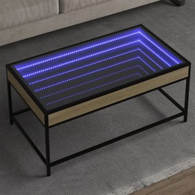 Mesa de centro luzes LED Infinity 90x50x41 cm carvalho sonoma