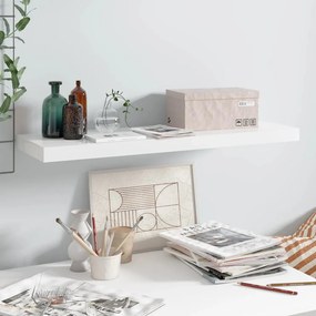 vidaXL Prateleira de parede suspensa 80x23,5x3,8 cm MDF branco