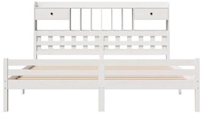 Cama com estante sem colchão 180x200 cm pinho maciço branco