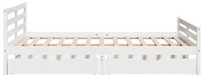 Cama sem colchão 150x200 cm madeira de pinho maciça branco