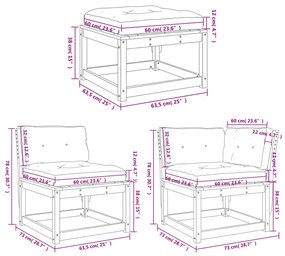 7pcs conj. lounge jardim + almofadões pinho maciço castanho-mel