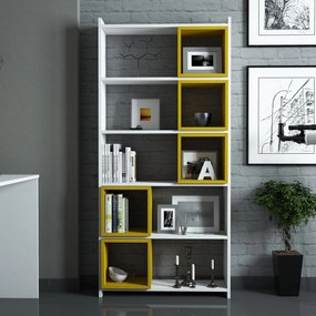 Estante Box – Branco e Amarelo – 80x170x22 cm
