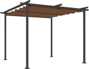 Outsunny Pérgola Retrátil 3x3 m em Poliéster 180 g/m² Upf30 Castanho | Aosom Portugal