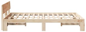 Estrado de Cama com Cabeceira 140x190 cm Madeira de Pinho Maciça