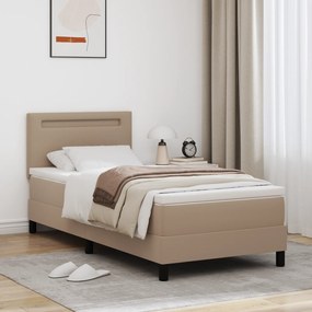 Cama Box Spring vidaXL com Colchão Cappuccino 100x200 cm Couro Sintético