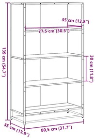 Estante 80,5x35x139 cm derivados de madeira cinzento sonoma