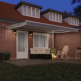Toldo Retrátil Automático vidaXL com LED Cinza Claro 450x350 cm, Tecid