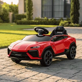 Carro elétrico para crianças Lamborghini Lanzador 12V com licença, bateria de lítio, luzes LED, controle remoto Vermelho