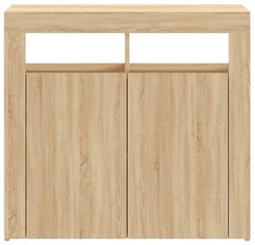 Aparador com luzes LED 80x35x75 cm carvalho sonoma