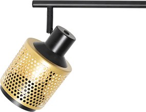 Candeeiro de teto industrial preto com dourado 4 luzes - Kayden