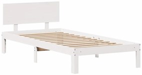 Estrutura de cama com gavetas 90x190 cm pinho maciço branco