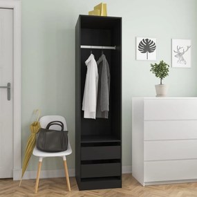 vidaXL Roupeiro com gavetas 50x50x200 cm derivados de madeira preto