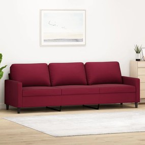 vidaXL Sofá de 3 lugares veludo 210 cm vermelho tinto
