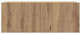 Estante para TV – 7 Peças, Montada na Parede, Carvalho Artisan, Madeir