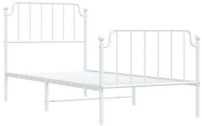 Estrutura de cama com cabeceira e pés 90x200 cm metal branco