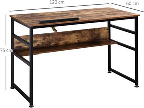 Mesa de desenho inclinável para escritório informático, design industrial — tampo elevável, prateleira — painéis de aglomerado com acabamento em imita