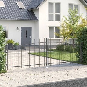 vidaXL Portão de Jardim com Ponta de Lança Dupla Abertura Cinza 125x400 cm de Aço
