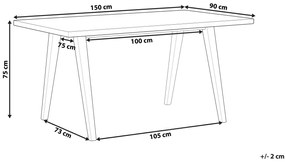 Mesa de jantar em castanho claro e preto 150 x 90 cm LENISTER Beliani