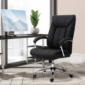 Cadeira de escritório, cadeira de escritório ergonómica, altura ajustável, encosto alto, função de balanço, 65x78x118 cm, preta