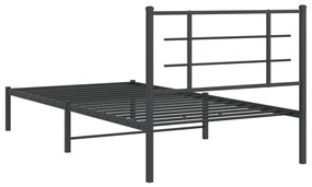 Estrutura de cama com cabeceira 107x203 cm metal preto